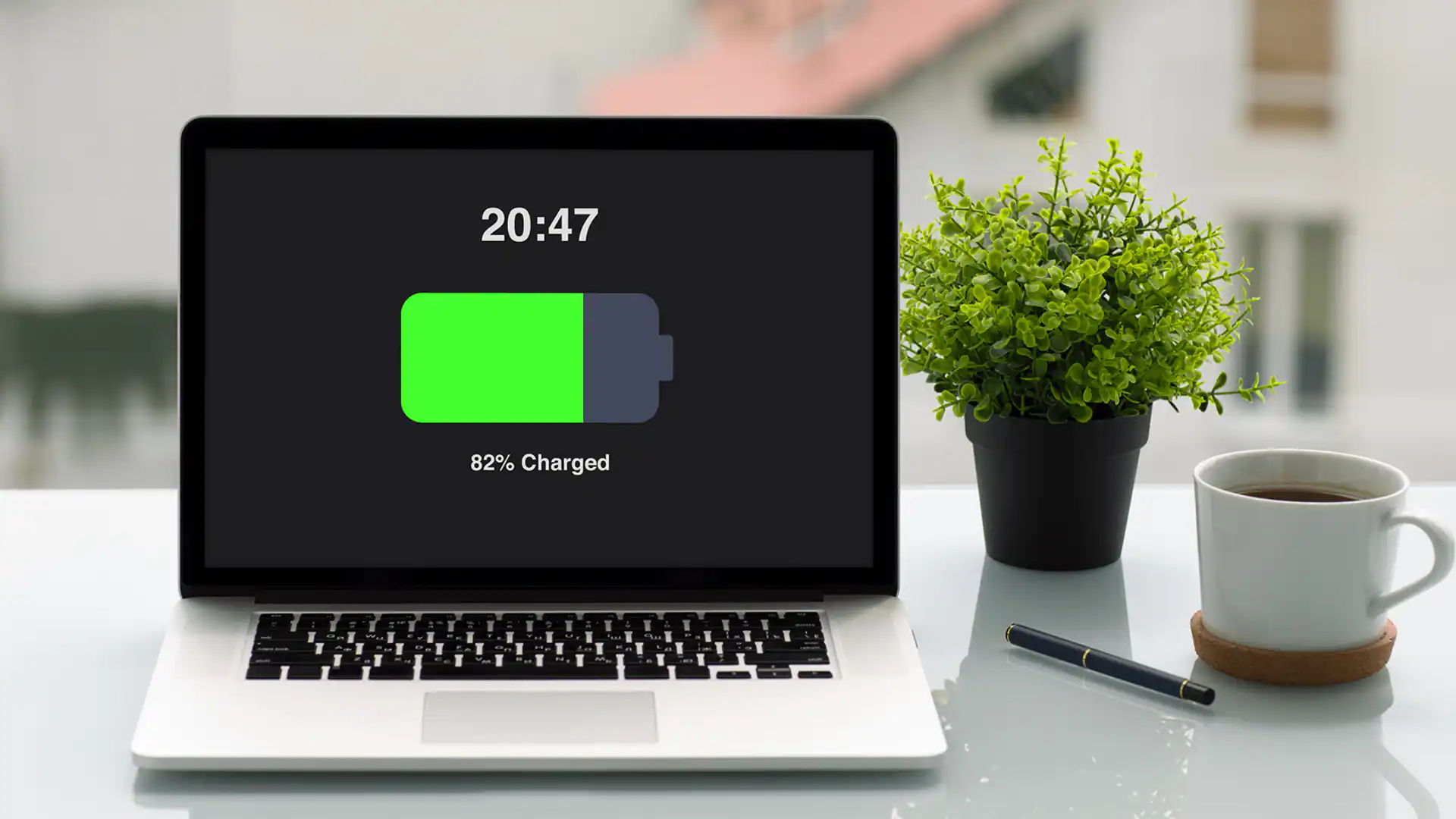 Laptop in clean, well-lit workspace